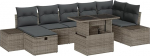 Rantry 8-teiliges Garten Sofa Set mit Kissen Grau Poly Rattan Gartenlounge Model3359886