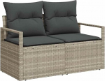 Rantry 7-teiliges Garten-Sofa-Set mit Kissen Hellgrau Poly-Rattan Gartenlounge Model3346282