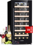 Klarstein Wine Fridge, Freestanding Small Drinks Fridge, Slim 1-Zone Wine Refrigerator with Glass Door, Indoor/Outdoor Beersafe, Fridge Small with UV Protection, 5-18 &deg;C, 38 Bottles