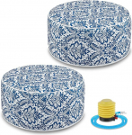 Cinnvoice 2 Pack Outdoor Inflatable Ottoman Waterproof with Handle D21 x H9 Water Resistant Portable Footstool for Patio Garden Camping or Home