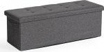 FurnitureR 110cm Ottoman Bench Foldable Padded Fabric Storage Chest Bed Bench for Living Room Bedroom Entryway Grey