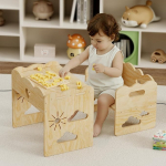 Giklux und Stuhlsets f&uuml;r Kindertisch, Tisch und Stuhl aus Holz, Montessori-Tisch, Montessori-M&ouml;bel, Kindertisch-Stuhl-Set, ideal f&uuml;r Mahlzeiten, Lernen und Spielen, einfach zu installieren