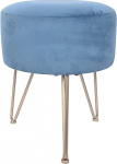 Rebecca Mobili &uuml;mmargune sametist pouf, pouffe tool, sinine, MDF k&auml;sn, raudjalgadega, elutuppa, kodu kaunistamiseks, m&otilde;&otilde;tmed (K x L x S): 43 x 35 x 35 cm, toode RE6840