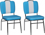 FineBuy 2 s&ouml;&ouml;gitooli komplekt American Diner 50s Retro pehmendusega istme ja seljatoega s&ouml;&ouml;gitool Sinine