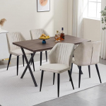 CLIPOP s&ouml;&ouml;gitoa s&ouml;&ouml;gilaud koos 4 tooliga, k&ouml;&ouml;gilaud ja polsterdatud s&ouml;&ouml;gitoolid k&auml;etoega restorani s&ouml;&ouml;gitoa k&ouml;&ouml;ki (kunstnahast beež B-tool, hall laud 120 x 80 x 75