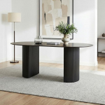 IDIMEX Lisandro ovaalne s&ouml;&ouml;gilaud kiviplaadiga 160 x 90 cm, tumehall/must, kaasaegne k&ouml;&ouml;gilaud, millel on vastupidav paagutatud kiviplaat ja tugev metallraam stiilsesse s&ouml;&ouml;gituppa v&otilde;i k&ouml;&ouml;ki.