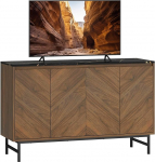 HOMCOM TV-jalg 120 cm, TV-jalg kuni 55-tollise televiisori jaoks, 4 uksega, marmori efektiga, reguleeritavad riiulid ja terasjalad, TV-pink elutuppa, magamistuppa, p&auml;hklipuidust