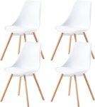 buybyroom S&ouml;&ouml;gitoa toolid komplekt 4 polsterdatud tooli K&ouml;&ouml;gitoolid t&auml;ispuidust istme seljatoega s&ouml;&ouml;gituppa elutuppa magamistuppa konverentsiruumi Valge