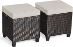 BETTARY 2 x Patio Ottoman Rattan Wicker Ottoman Seat koos eemaldatavate padjadega Rattan Footstool Footrest Seat Set Patio M&ouml;&ouml;bel V&auml;ike tool kodu Patio Garden Backyard (Brown)
