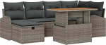 7-teiliges Garten-Sofa-Set mit Kissen Grau Poly-Rattan, 2-Sitzer Garten-Sofa mit Stauraum & Kissen Grau Poly-Rattan Gartenlounge Model3361300