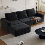 Modulaarne Corduroy diivan Corner Diivan, must, 3-kohaline diivan ilma kokkupanekuta, mugav Lounge diivan koos padjaga, kvaliteetne Corduroy kangas ja k&otilde;rge tihedusega vaht, kaasaegne p&otilde;randakohver | Moderner Breitcord, Moderner Breitcord, Frei kombi ...