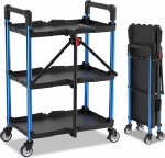 WORKPRO Serving Trolley, Folding Trolley, 3 Levels, Folding Service Trolley with Wheels, for Workshop, Art Studio and Gallery