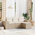 Aia diivan komplekt 4 tk koos beeži pol&uuml; rotangist padjadega v&auml;ljas diivanid Garden Lounge komplekt aiam&ouml;&ouml;bel Type3222467