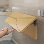 Klappbarer Wandtisch, robuste Halterung mit verstellbarer H&ouml;he und integriertem Regal, platzsparender faltbarer Schreibtisch for TV, Zuhause, B&uuml;ro, Arbeitszimmer und Bank