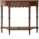 LUNAIZHUO Konsolentisch aus Massivholz, Konsolentisch Schwarz mit Stauraum, Hohe Beine im R&ouml;mischen Stil f&uuml;r Wohnzimmer, Flur, Diele und B&uuml;ro(Brown,110cm/43in)