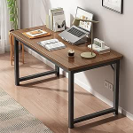 Moderner industrieller Computertisch, gro&szlig;er B&uuml;roschreibtisch, schlichtes Metall- und Holzdesign f&uuml;r Laptop, stilvoller Arbeitsplatz f&uuml;r Home Office und Arbeitszimmer