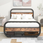 Diahomy voodiraam puidust kaheinimesevoodi k&uuml;lalisvoodi metallist voodi 120 x 200 cm metallist voodiraam noorte voodi lamelliraamiga peaplaadiga magamistuppa k&uuml;lalistetuppa pruun