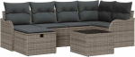 7-teiliges Garten Sofa Set mit Kissen Grau Poly Rattan, 2-Sitzer Garten Sofa mit Stauraum & Kissen Grau Poly Rattan Gartenlounge Model3360320
