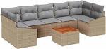 8-teiliges Garten Sofa Set mit Kissen Beige Poly Rattan Akazie Gartenlounge Model3356467
