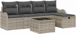 6-teiliges Garten Sofa Set mit Kissen in hellgrauem Poly Rattan, 2-Sitzer Garten Sofa mit Kissen in hellgrauem Poly Rattan Gartenlounge Model3358971