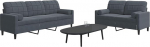 Gecheer 2-TLG. Sofagarnitur mit Kissen und Nackenrollen Dunkelgrau Samt, Moderne Couch Polstersofa f&uuml;r Wohnzimmer Schlafzimmer Spielzimmer3278412