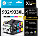 Smart Ink &uuml;hilduvad printerikassetid HP 932 XL 933 XL 932XL 933XL 4 Multipack (mustad ts&uuml;aane-magenta-kollased) kassetid suurema mahutavusega HP Officejet 6600 6700 7612 7510 7110 6100 7610 jaoks.