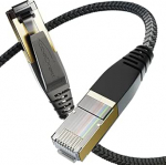 KabelDirekt Cat 8 v&otilde;rgukaabel paindliku ja purunemiskindla punutud disainiga - 0,3 m (LAN-kaabel/Ethernetkaabel, RJ45 &uuml;hendusega, edastab k&otilde;rgeima andmesagedusega kuni 40 Gbps, ideaalne m&auml;ngude/PS5/Xbox jaoks)