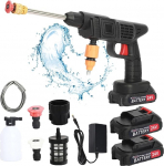 Battery Pressure Washer, 24 V Max 35 Bar 3300 rpm Mobile Battery Pressure Washer with 2 Batteries 1500 mAh Portable Handheld Car Wash Gun for Car, Patio, Window