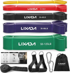Lixada Fitness Band Resistance Bands Set Made of Natural Latex with Door Anchor Foam Handles and Carry Bag for Strength Training Fitness