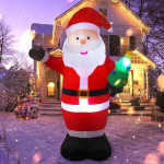 Vintoney 244 cm Christmas Inflatable Santa Claus Inflatable Rotating LED Light Garden Decoration Inflatable Indoor and Outdoor Improved Santa Claus Christmas Decoration