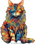 Maine Coon puidust puzzle t&auml;iskasvanud 620 t&uuml;kki, KAAYEE Puzzle Wood, Cat Wooden Puzzle ebaregulaarne loomakujuline unikaalse kujuga puzzle t&uuml;kid, puidust puzzle koos puidust kinkekarbiga (60 x 48 cm, XL)