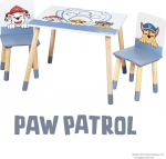 roba Paw Patrol laste istumiskomplekt, 2 laste tooli ja 1 laud lastele, istumiskomplekt koerakujutistega, puit, valge, alates 18 kuud