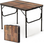 Naturehike Campingtisch Gro&szlig; Klapptisch h&ouml;henverstellbar MDF Tisch mit Tragetasche f&uuml;r Outdoor Camping, Garten, Reisen, Multifunktionstisch 90 &times; 60 &times; 37 cm - Gro&szlig;er Retro