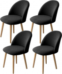 LinFortune Set of 4 Stretchy Chair Covers for Dining Room Chairs, Curved Backrest, Modern Accent Chair Slipcovers, Washable Chair Protectors, Without Armrests for Living Room, Kitchen, Hotel (Black, 4