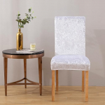 LinFortune 6er Set Stuhlhussen aus Pannesamt f&uuml;r Esszimmer Stretch Parsons Stuhl K&uuml;chen Schonbez&uuml;ge abnehmbar rutschfest waschbar Sitzschutz f&uuml;r K&uuml;che und Hotel (6 wei&szlig;)