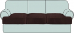 GAMUKAI Velvet T Cushion Cover 3 Piece Sofa Slipcovers Cushion Covers for 3 Cushion Couch T Shape Cushion Slipcovers for Sofa Seat (3, Brown)