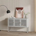 [en.casa] Sund Sideboard with 3 Cupboard Doors, Living Room Cabinet, Grey Buffet Cabinet, 120 x 40 x 80 cm, Metal TV Cabinet