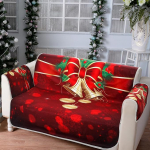 Preboun Weihnachts-Couchbezug, dehnbar, Weihnachts-Sofa-Schonbezug, Weihnachtsthema, Gl&ouml;ckchen-Druck, waschbar, Festival-Dekoration f&uuml;r Wohnzimmer, Zuhause, Kinder, Hunde