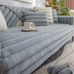 QIAQ diivanikatted 1 2 3 4-kohalise diivani katted, paks k&uuml;&uuml;lik pluusne nurgas diivanikate L kuju elutuppa, super pehme diivanist istme kate (110 x 110 cm, sinine hall)