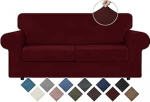 WEERRW Velvet diivanikatted 2 padja jaoks, diivan diivan - High Stretch Luxury Velvet Plush 3 t&uuml;kki diivanikatted elastse p&otilde;hjaga, m&ouml;&ouml;bli kaitsja lemmikloomadele, masinpesu, Burgundia, Medium