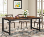 Tribesigns Dining Table, 180 x 90 x 77 cm, Industrial Kitchen Table for 6-8 People, Rectangular Dining Table for Dining Room, Kitchen, Living Room, with Sturdy Metal Legs, Rustic Brown