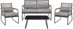 Beliani Lounge komplekt metallist must 4-kohaline padjad Grey Pomonte