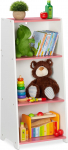 Relaxdays Children's Shelf, 3 Compartments, H x W x D: 88 x 40 x 30 cm, Storage Shelf, Children's Room, Toy Shelf, MDF, White/Pink, Fibreboard