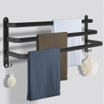 R&auml;tikuriiuli must 80 cm, r&auml;tikuriiuli ilma puurimata, alumiiniumist r&auml;tikuriiuli seinale paigaldatud 3-tasandiline r&auml;tikuriiuli konksudega, r&auml;tikuhoidja vannituba k&ouml;&ouml;k vannitoa tarvikud