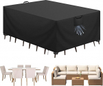 Katta aiam&ouml;&ouml;bel talvekindel veekindel kaitsev kate aiam&ouml;&ouml;bel 420D Oxford Anti-UV Presentkate aiamaja laudade jaoks Patio m&ouml;&ouml;bel Vihmakaitse ja tolmukindel kate must 300 x 200 x 90 cm