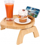 BELLE VOUS Bambuspuidust valmistatud diivanitaldriku k&auml;etugi - p&ouml;&ouml;rleva mobiiltelefonihoidjaga diivanitaldrik - klambriga diivanitaldrik toidu, jookide, teleripuldi, suupistete, tasside ja ajakirjade jaoks