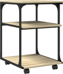 vidaXL Printer Stand koos 4 rattaga 3 riiuliga Printerik&auml;ru kontori jaoks Printeri hoidja Sonoma Oak Wood materjalist