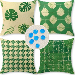 Cirzone Outdoor padjakate komplekt 4 padjakatet 45 x 45 cm Dekoratiivne elutoa linasest riidest dekoratiivse elutoa, aia, r&otilde;du jaoks.