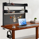 Klemmregal Schreibtischregal, 3 Ebenen Schreibtisch Regal Mit 31 Zubeh&ouml;R, Clamp Computer Schreibtisch Zubeh&ouml;R Organizer Mit L&ouml;Cherplatte, F&uuml;R B&uuml;Ro, Gaming, Zuhause（95*100*12.5cm)