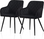 TUKAILAI S&ouml;&ouml;gitoa toolid komplekt 2 sametist k&ouml;&ouml;gitooli Polsterdatud tool elutoa tool k&auml;etoed seljatoega metallist jalad k&ouml;&ouml;k s&ouml;&ouml;gituba elutuba Lounge must